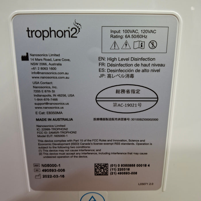 NanoSonics Trophon 2 High Level Disinfection
