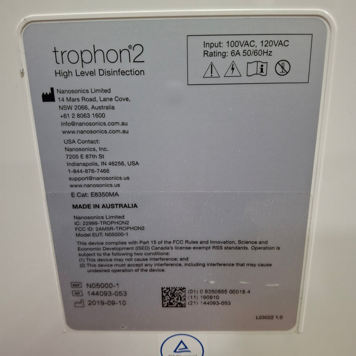 NanoSonics Trophon 2 High Level Disinfection
