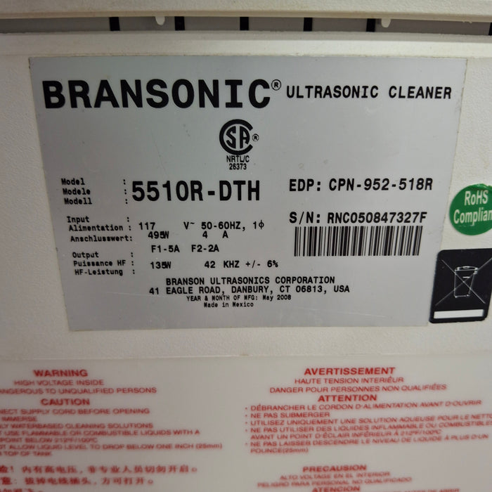 Branson Ultrasonics 5510 Ultrasonic Cleaner