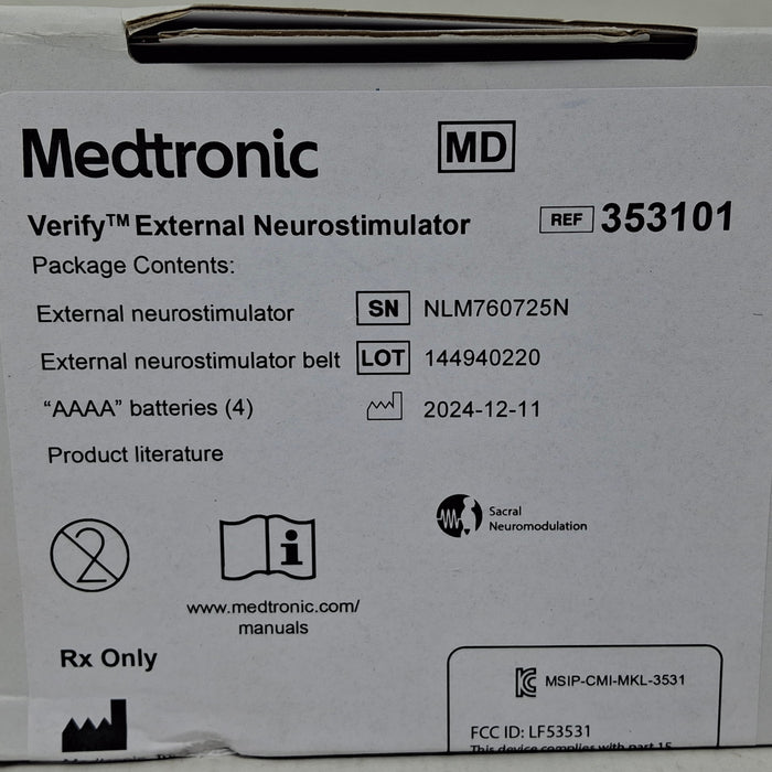 Medtronic 353101 Verify External Neurostimulator