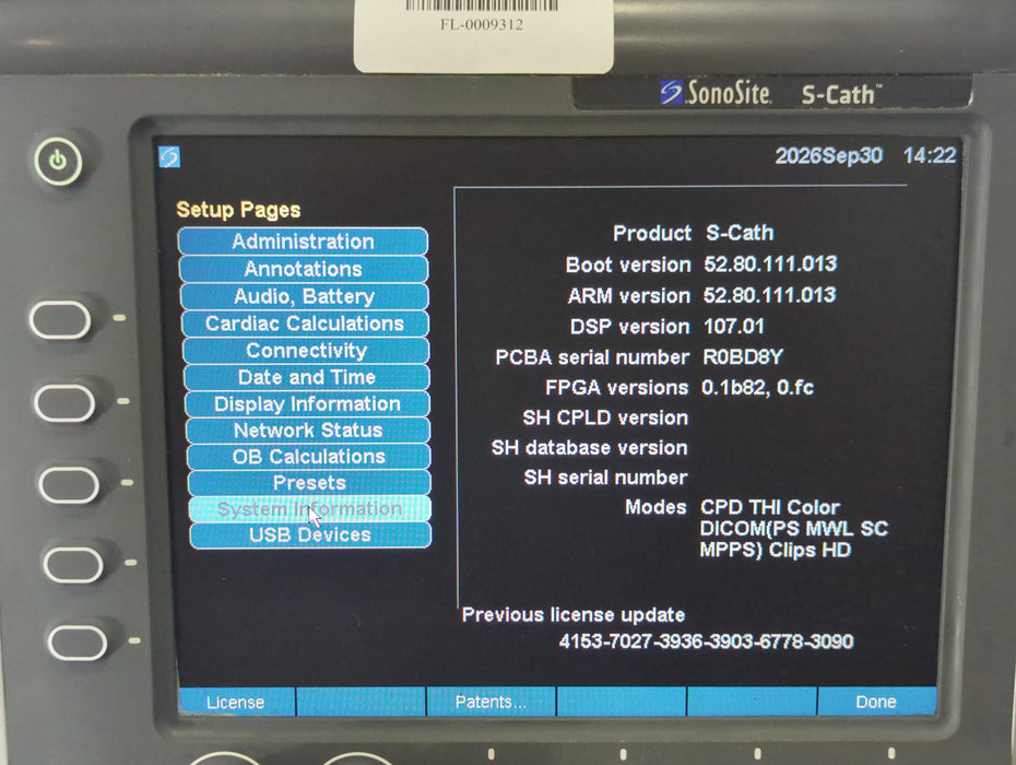 Sonosite S-Cath Ultrasound