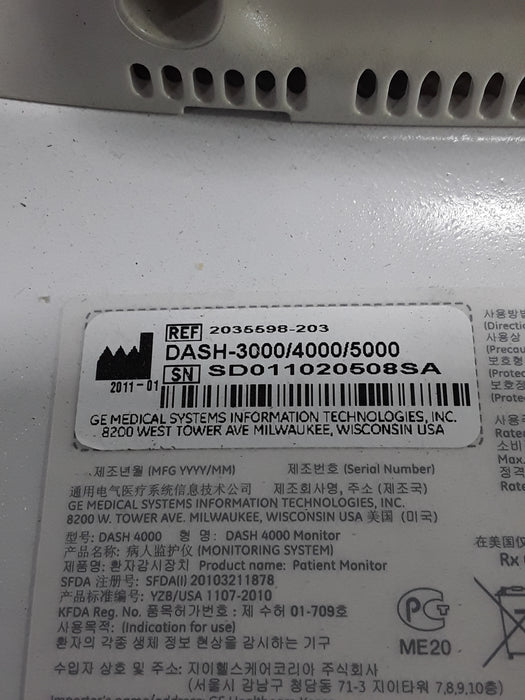 GE Healthcare Dash 4000 - GE/Nellcor SpO2 Patient Monitor