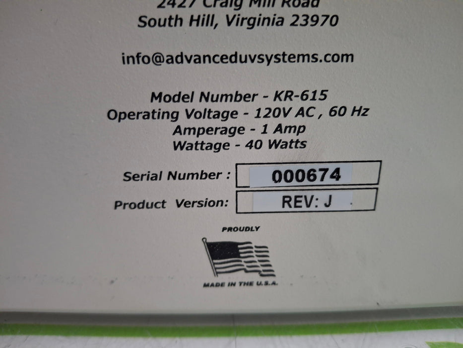 Advanced Ultraviolet Systems LLC KR-615 Disinfection Device