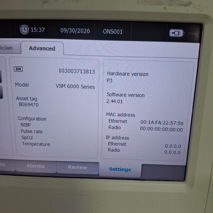 Welch Allyn Connex 6500 65MTXX - Masimo SpO2, SureTemp Vital Signs Monitor