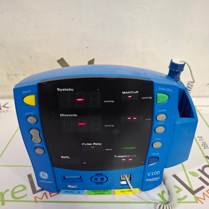 GE Healthcare Dinamap V100 - NIBP, SpO2, Temp Vital Signs Monitor