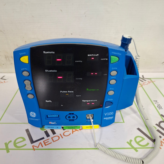 GE Healthcare Dinamap V100 - NIBP, SpO2, Temp Vital Signs Monitor