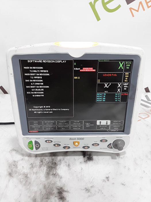 GE Healthcare Dash 5000 - Masimo SpO2 Patient Monitor