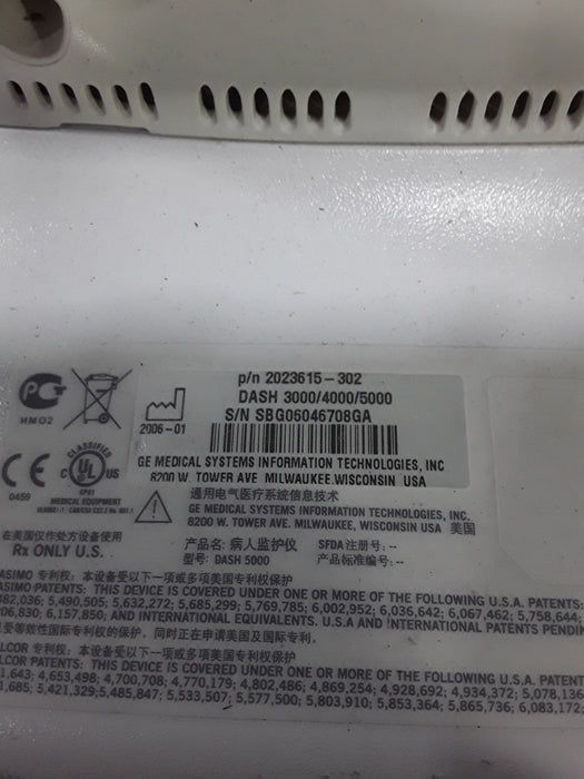 GE Healthcare Dash 5000 - Masimo SpO2 Patient Monitor