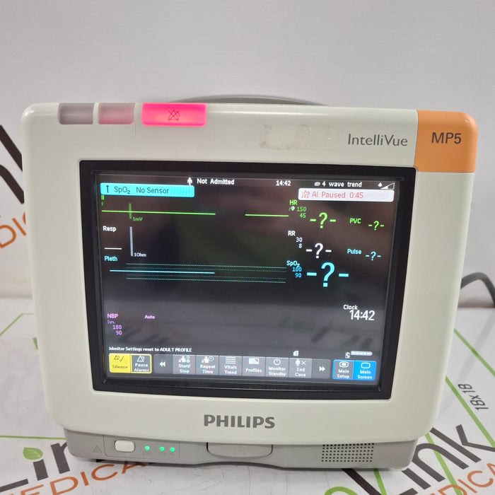 Philips Intellivue MP5 - ECG, Oximax SpO2, NIBP, Press, Temp CO2 Patient Monitor