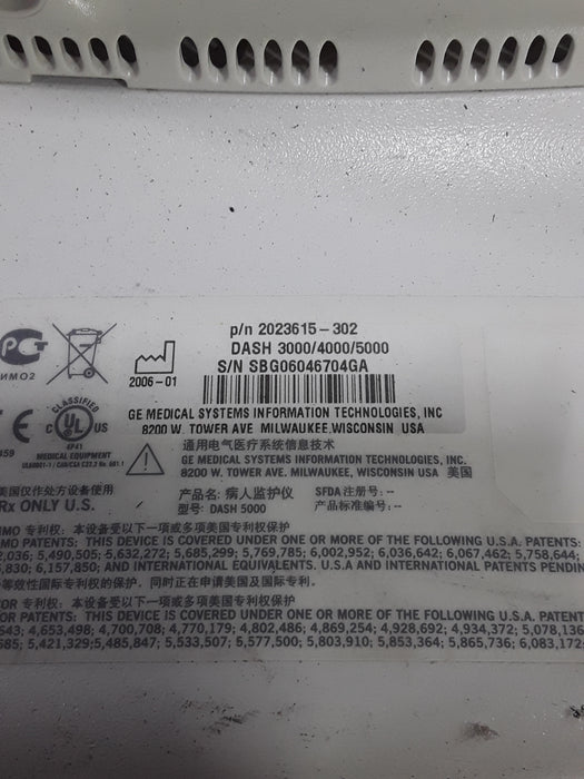 GE Healthcare Dash 5000 - Masimo SpO2 Patient Monitor