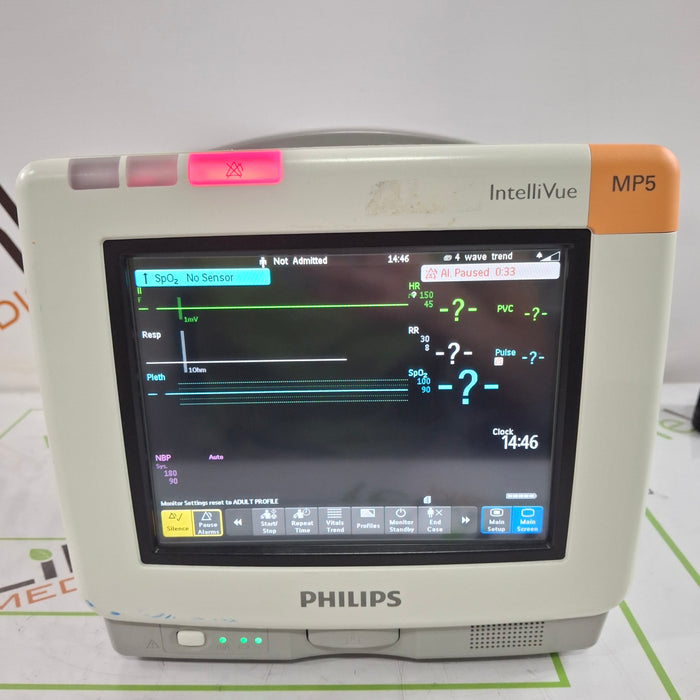 Philips Intellivue MP5 - ECG, Oximax SpO2, NIBP, Press, Temp CO2 Patient Monitor