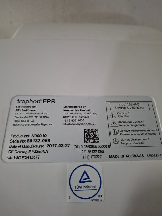 NanoSonics Trophon EPR High Level Disinfection