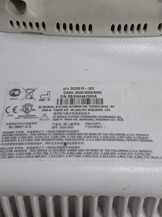 GE Healthcare Dash 5000 - Masimo SpO2 Patient Monitor