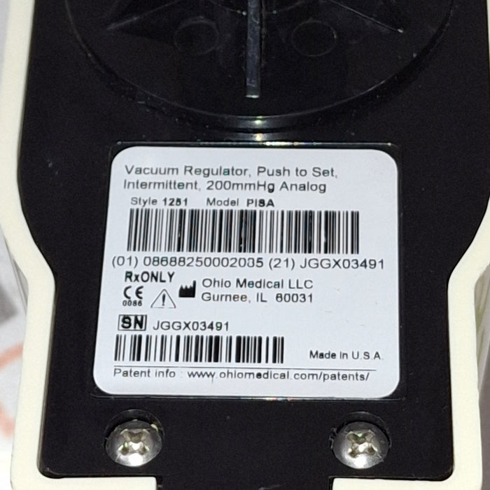 Ohio Medical Corporation Push to Set Vacuum Regulator