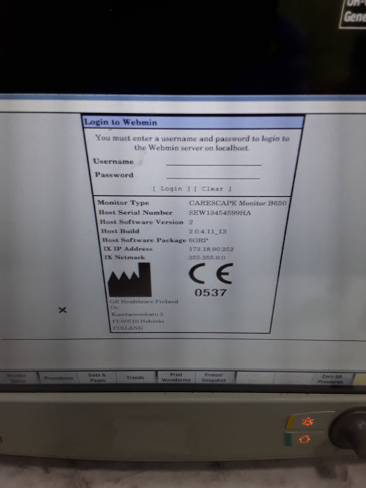 GE Healthcare Carescape B650 Anesthesia Care Patient Monitor