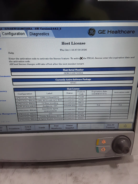GE Healthcare Carescape B650 Post Anesthesia Care Patient Monitor