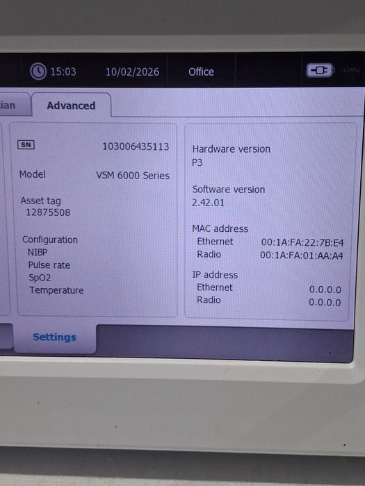 Welch Allyn Connex 6500 65NTXX - Nellcor SpO2, SureTemp Vital Signs Monitor