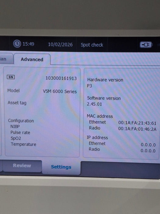 Welch Allyn Connex 6500 65MTXX - Masimo SpO2, SureTemp Vital Signs Monitor
