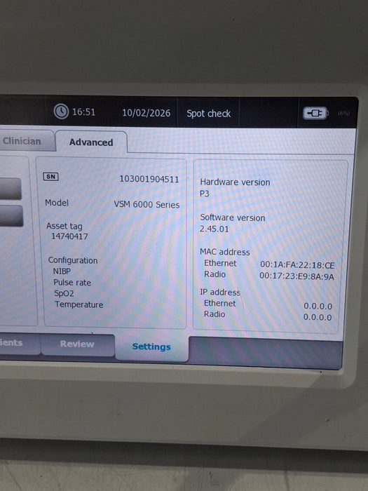 Welch Allyn Connex 6500 65NTXX - Nellcor SpO2, SureTemp Vital Signs Monitor