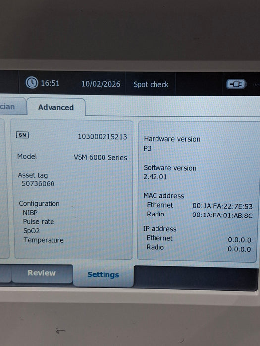 Welch Allyn Connex 6500 65NTXX - Nellcor SpO2, SureTemp Vital Signs Monitor