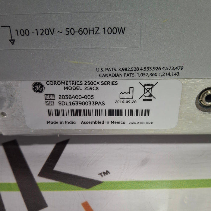 GE Healthcare Corometrics 250cx Series Model 259cx Fetal Monitor