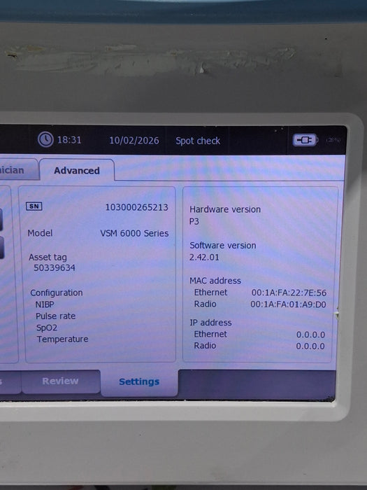 Welch Allyn Connex 6500 65NTXX - Nellcor SpO2, SureTemp Vital Signs Monitor