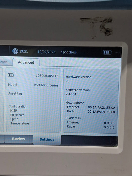 Welch Allyn Connex 6500 65NTXX - Nellcor SpO2, SureTemp Vital Signs Monitor