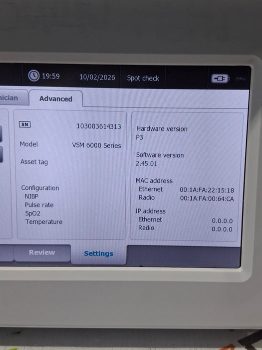 Welch Allyn Connex 6500 65MTXX - Masimo SpO2, SureTemp Vital Signs Monitor