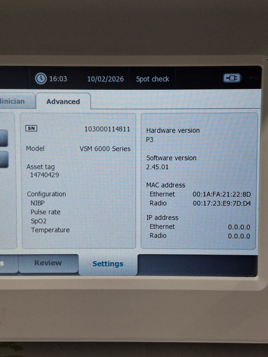 Welch Allyn Connex 6500 65NTXX - Nellcor SpO2, SureTemp Vital Signs Monitor