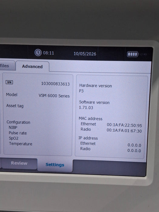 Welch Allyn Connex 6500 65MTXX - Masimo SpO2, SureTemp Vital Signs Monitor