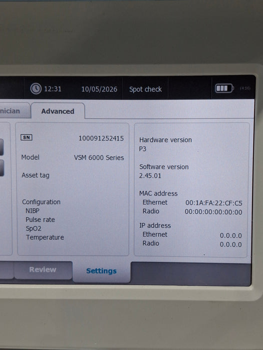 Welch Allyn Connex 6500 65MTXX - Masimo SpO2, SureTemp Vital Signs Monitor