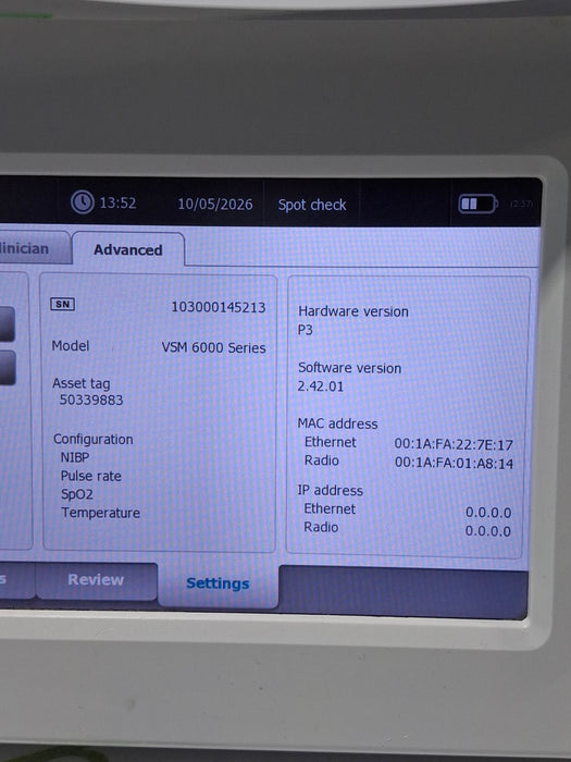 Welch Allyn Connex 6500 65NTXX - Nellcor SpO2, SureTemp Vital Signs Monitor