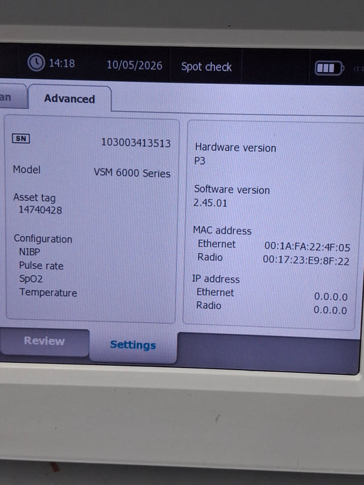 Welch Allyn Connex 6500 65MTXX - Masimo SpO2, SureTemp Vital Signs Monitor