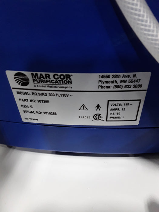 Mar Cor Purification RO, WRO 300H, 115V Rover, Dialysis Water Transport System