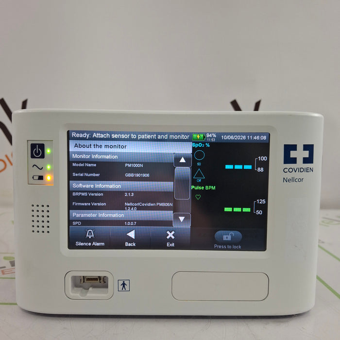 Covidien PM1000N Nellcor Bedside SPO2 Monitor