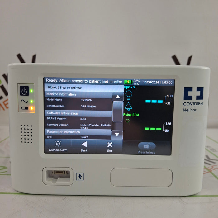 Covidien PM1000N Nellcor Bedside SPO2 Monitor