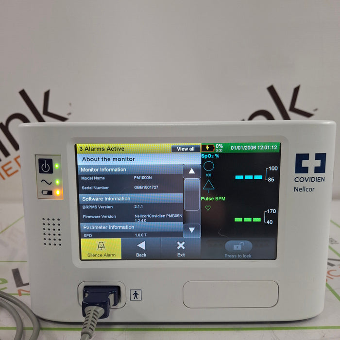Covidien PM1000N Nellcor Bedside SPO2 Monitor