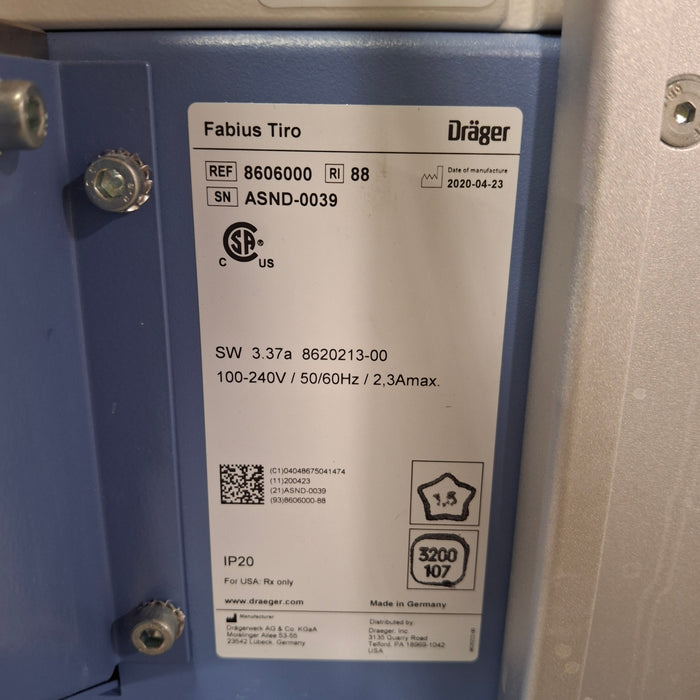 Draeger Medical Fabius Tiro Anesthesia Machine