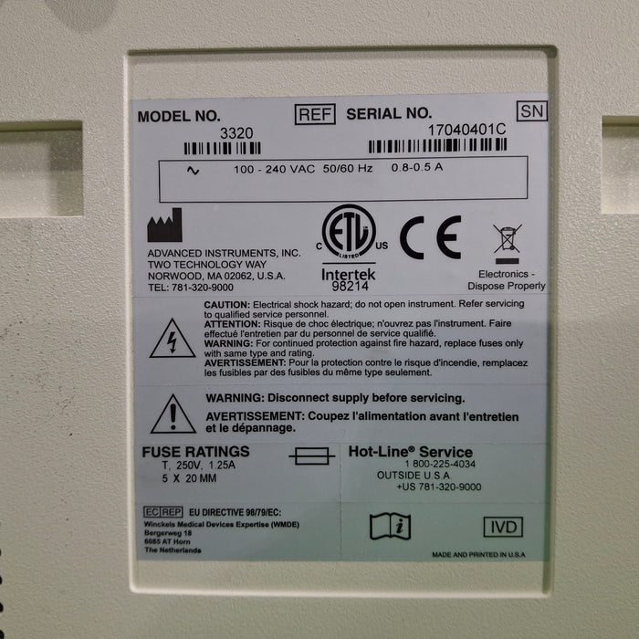 Advanced Instruments 3320 Osmometer