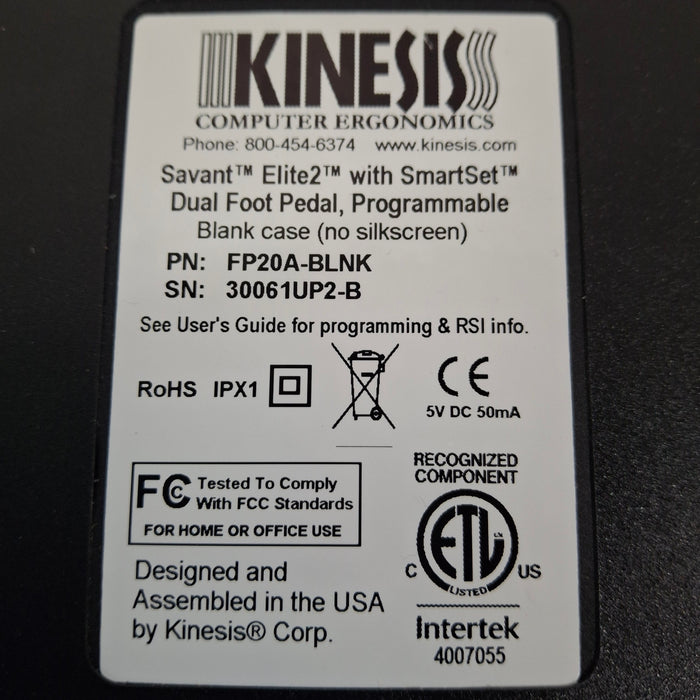 Kinesis Computer Ergonomics Kinesis Computer Ergonomics Savant Elite2 with SmartSet Dual Pedal Footswitch Surgical Equipment reLink Online
