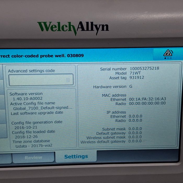 Welch Allyn Connex Spot 71WT Vital Signs Monitor