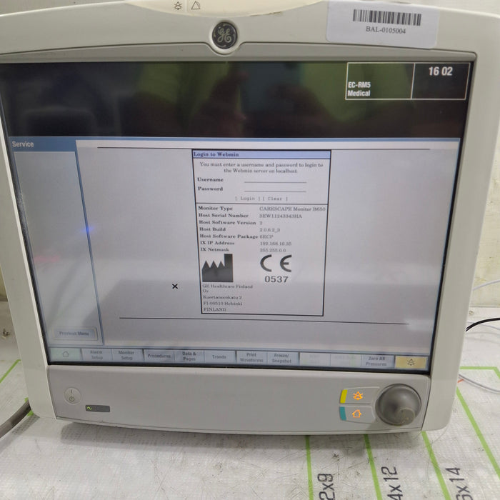 GE Healthcare Carescape B650 Emergency Care Patient Monitor