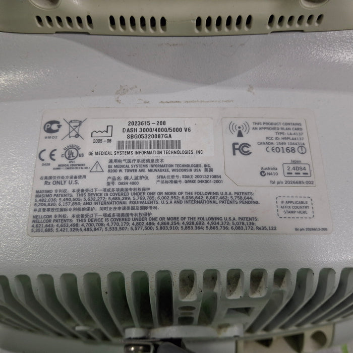 GE Healthcare Dash 4000 - Masimo SpO2 Patient Monitor