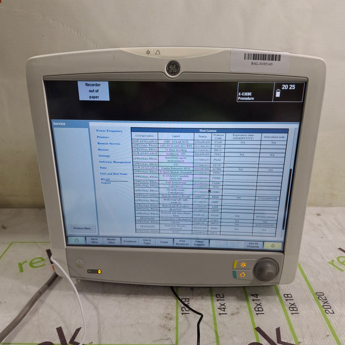 GE Healthcare Carescape B650 Neonatal Care Patient Monitor