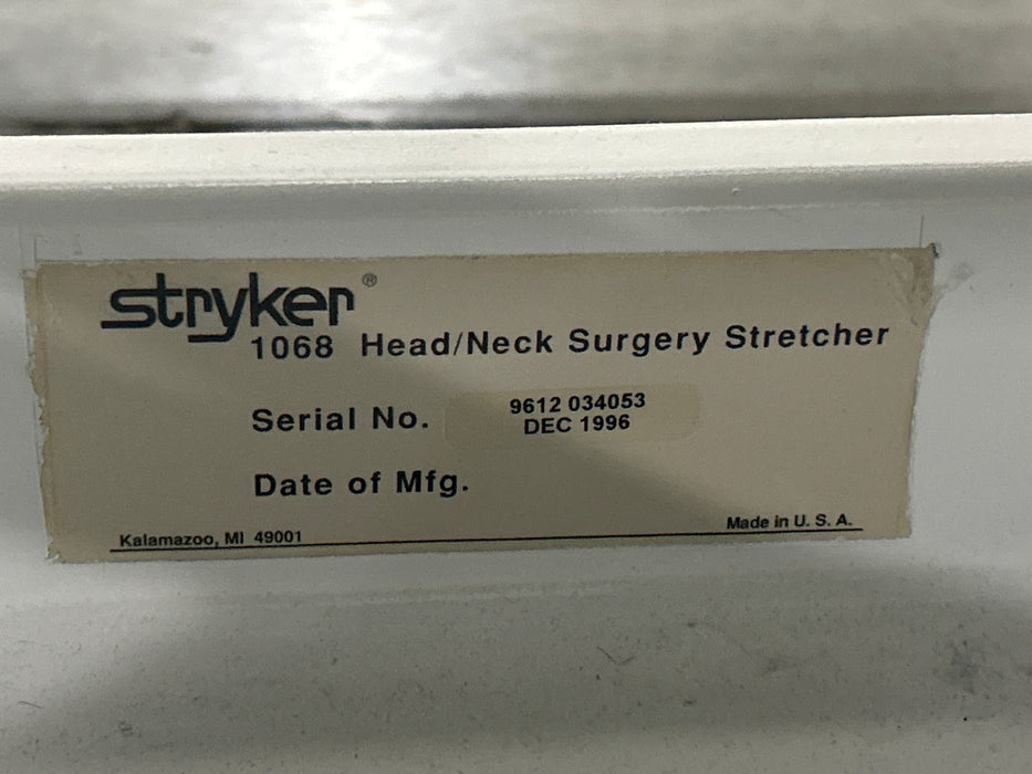 Stryker 1069 Eye Surgery Stretcher