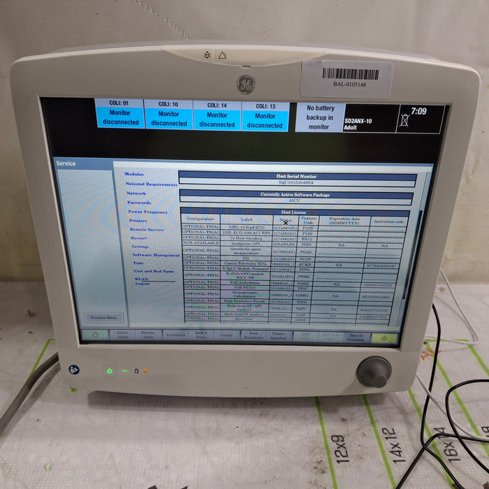 GE Healthcare Carescape B650 Critical Care Patient Monitor