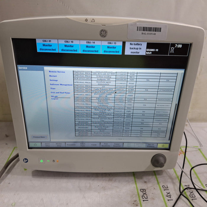 GE Healthcare Carescape B650 Critical Care Patient Monitor