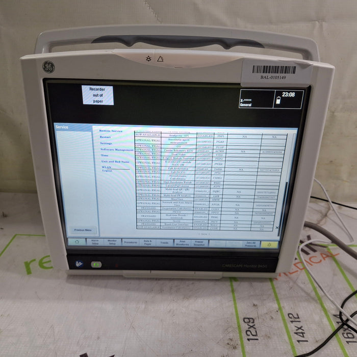 GE Healthcare Carescape B450 Post Anesthesia Care Patient Monitor