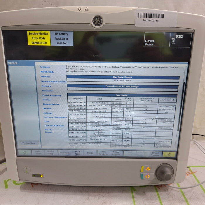 GE Healthcare Carescape B650 Critical Care Patient Monitor