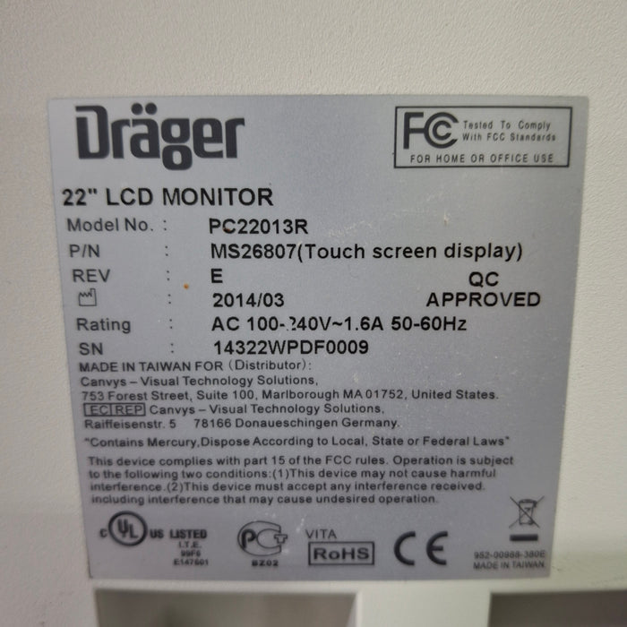 Draeger Medical 22" LCD Monitor